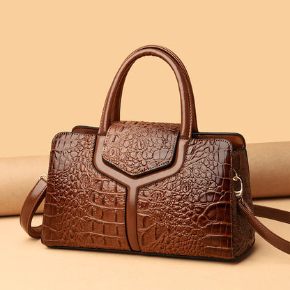 Faux Crocodile Leather Messenger Bag