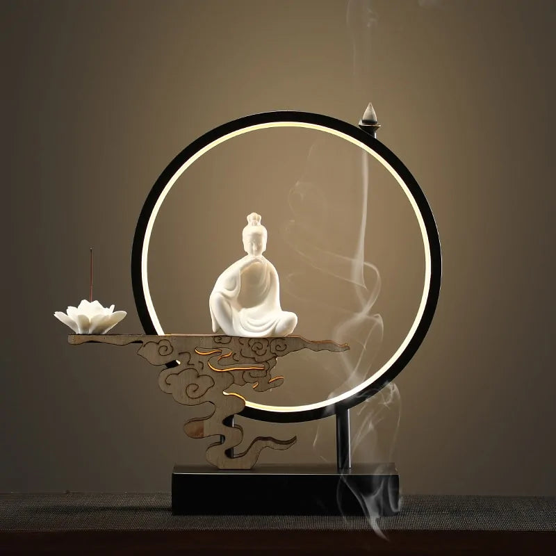 Ceramic Backflow Incense Burner Round Light