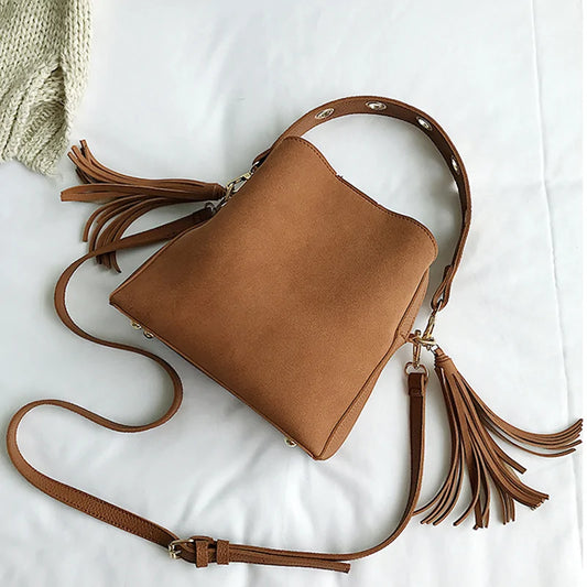 Bucket Vintage Tassel Messenger Bag