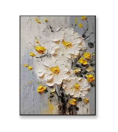 Nordic Cream Flower Hand-Painted Oil Painting