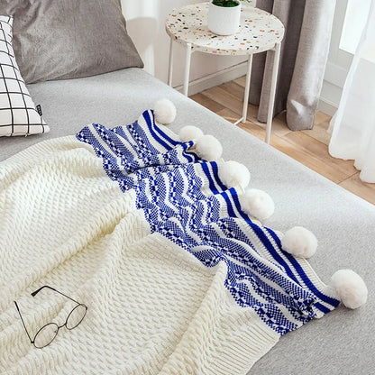 Striped Knitted Throw Blanket