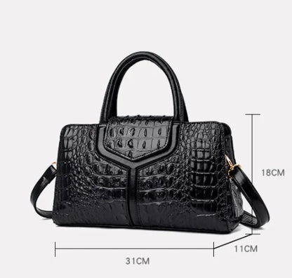 Faux Crocodile Leather Messenger Bag