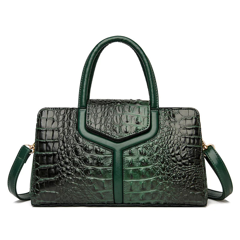 Faux Crocodile Leather Messenger Bag