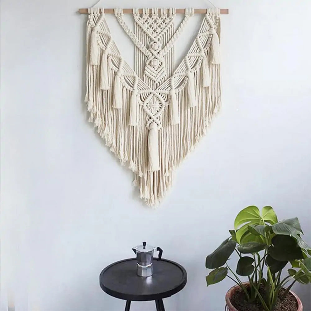 Hand Woven Tapestry Wall Art with Bohemian Design for Living Room.