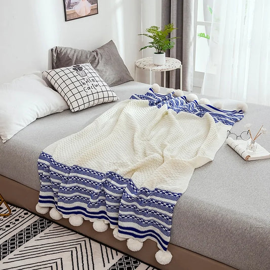 Striped Knitted Throw Blanket