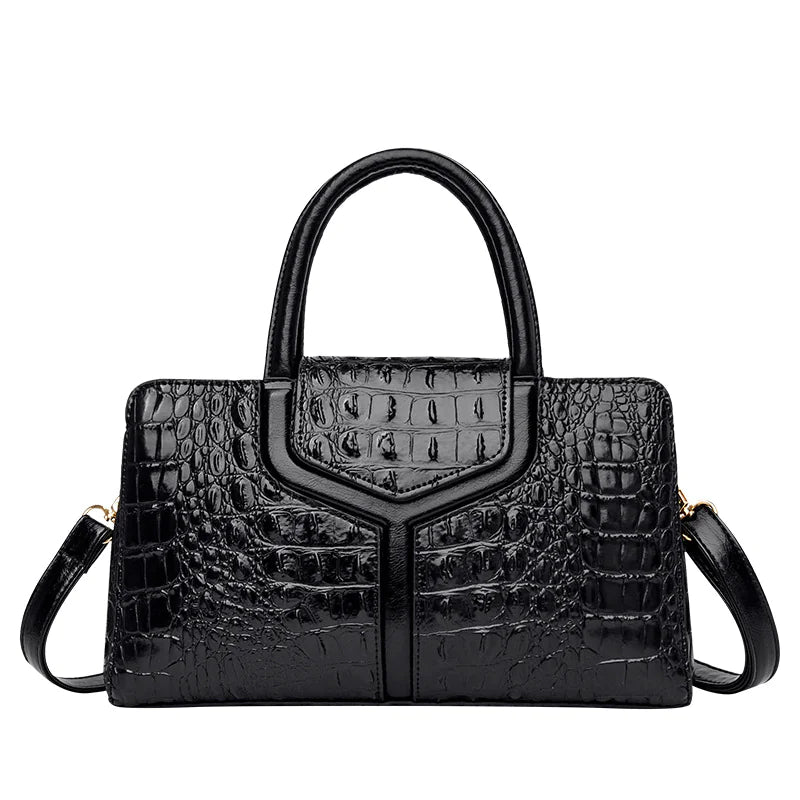 Faux Crocodile Leather Messenger Bag